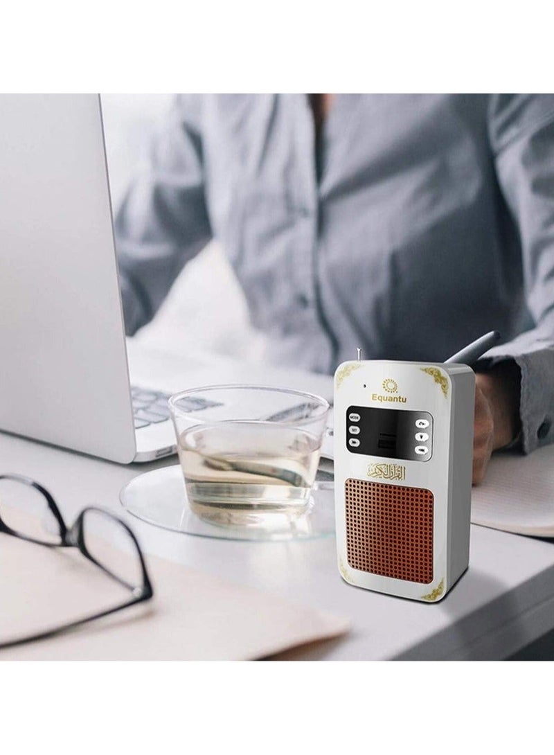 Equantu SQ669 Portable Small Bluetooth Speaker with MP3 Player, Arabic Translator Function, Quran Audio Player, USB & AUX Jack, Wireless Music Speaker, Compact Travel Design, White - Image 3